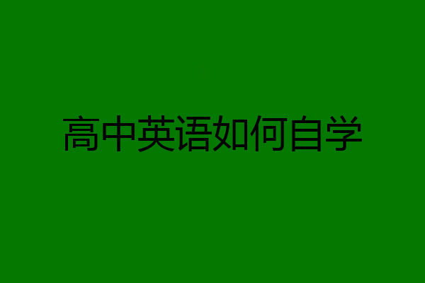 高中英语如何自学