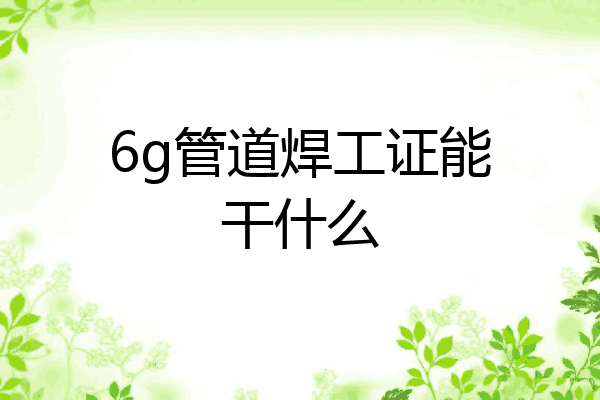 6g管道焊工证能干什么