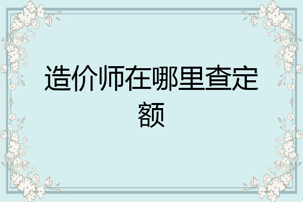 造价师在哪里查定额