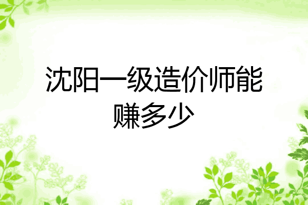 沈阳一级造价师能赚多少