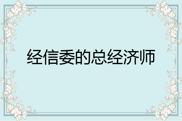 经信委的总经济师