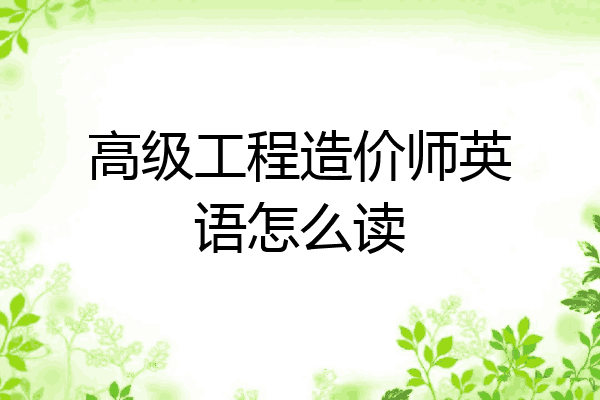 高级工程造价师英语怎么读