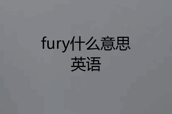 fury什么意思英语