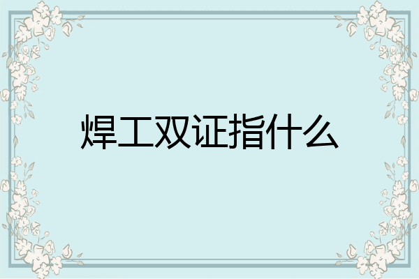 焊工双证指什么