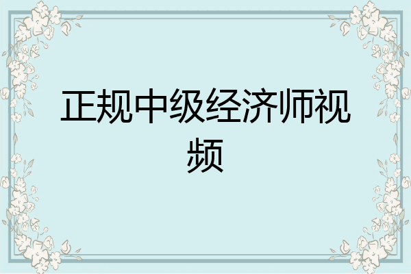 正规中级经济师视频
