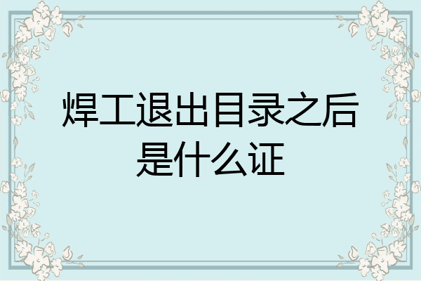 焊工退出目录之后是什么证