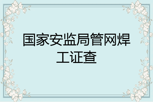 国家安监局管网焊工证查