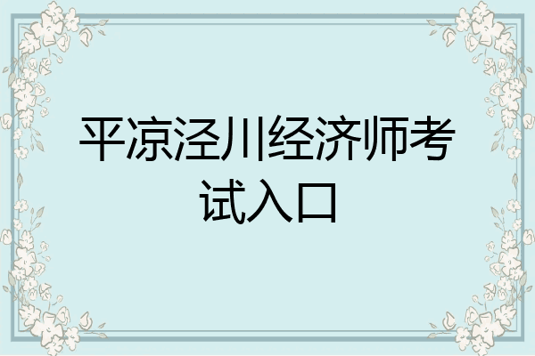 平凉泾川经济师考试入口