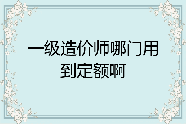 一级造价师哪门用到定额啊