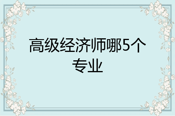 高级经济师哪5个专业