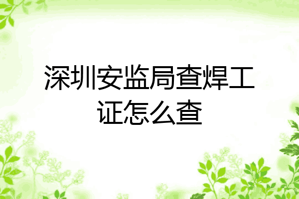深圳安监局查焊工证怎么查