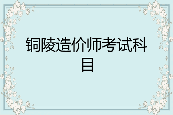 铜陵造价师考试科目