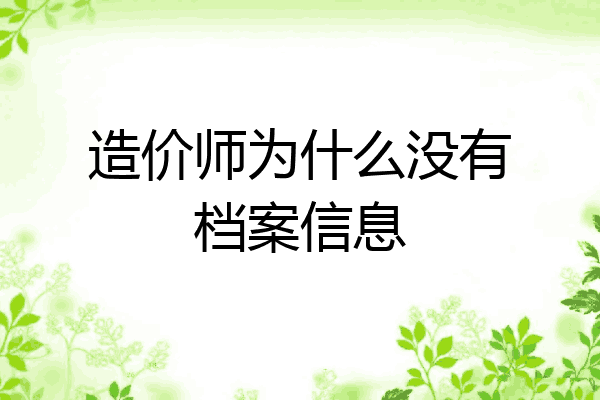 造价师为什么没有档案信息