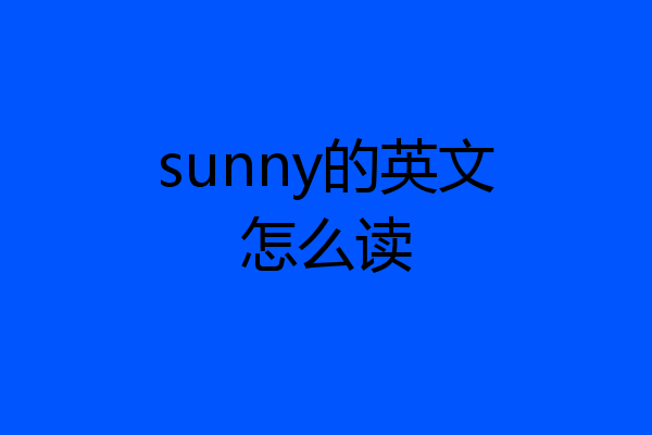 sunny的英文怎么读