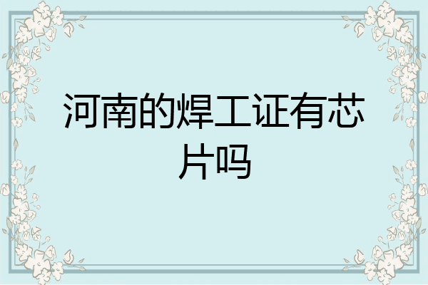 河南的焊工证有芯片吗