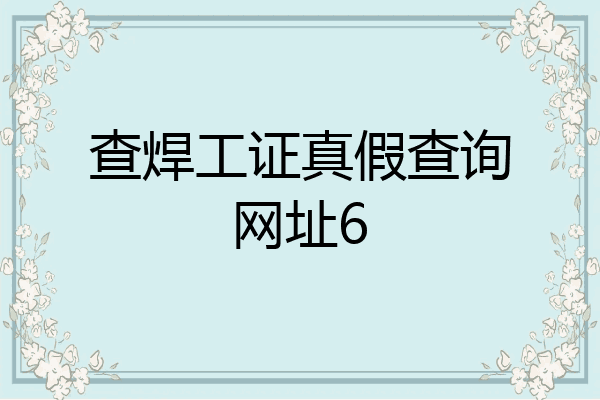 查焊工证真假查询网址6