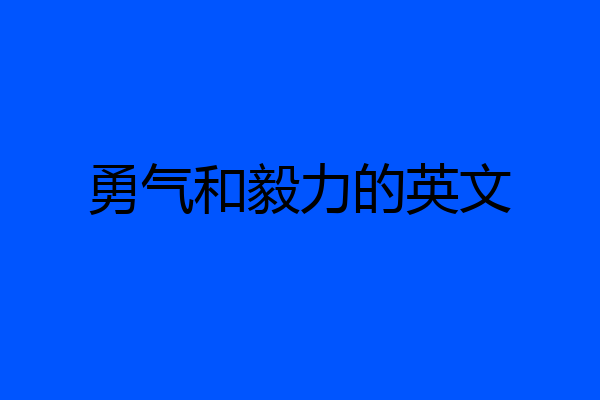 勇气和毅力的英文