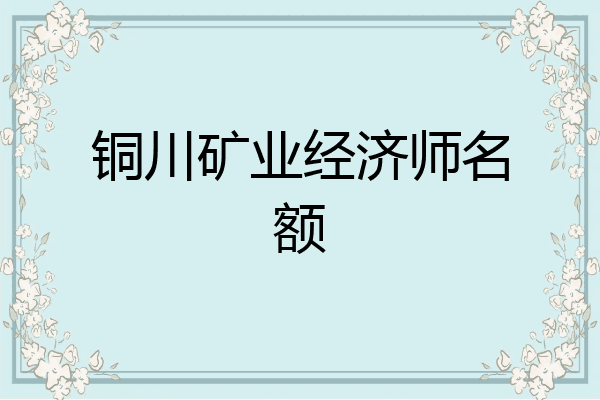 铜川矿业经济师名额