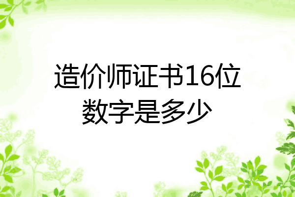 造价师证书16位数字是多少