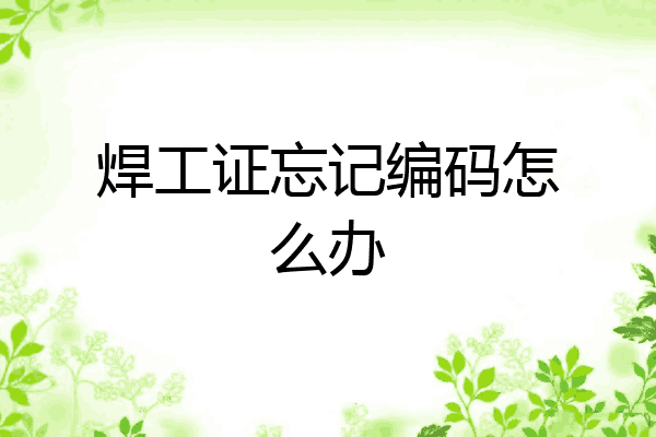 焊工证忘记编码怎么办