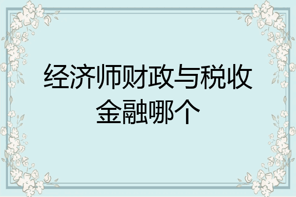 经济师财政与税收金融哪个