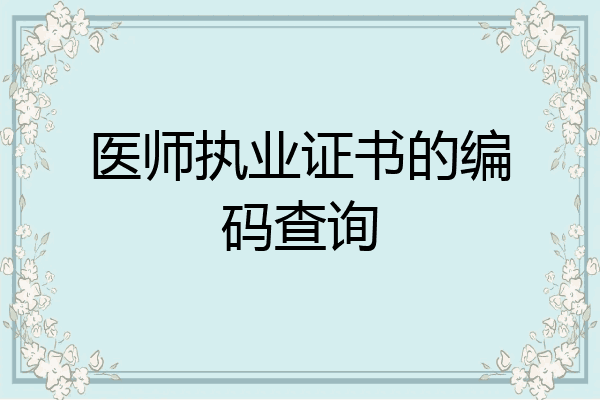 医师执业证书的编码查询