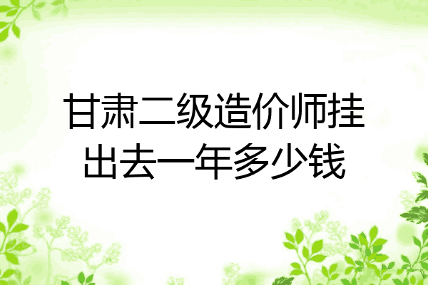 甘肃二级造价师挂出去一年多少钱