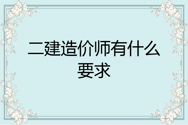 二建造价师有什么要求