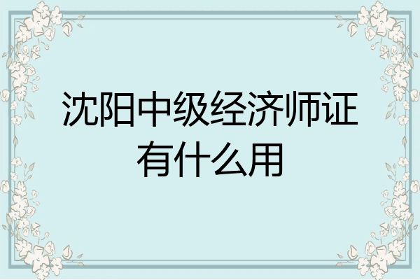 沈阳中级经济师证有什么用