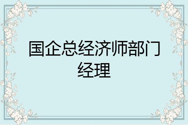 国企总经济师部门经理