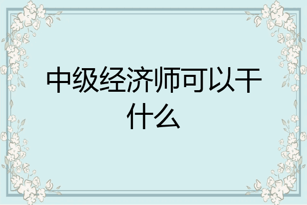 中级经济师可以干什么