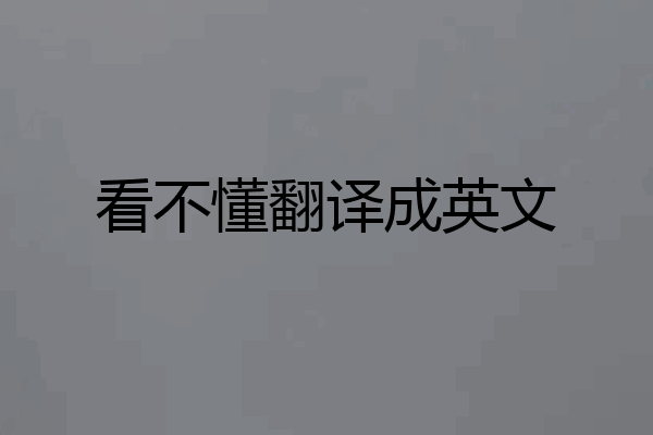 看不懂翻译成英文