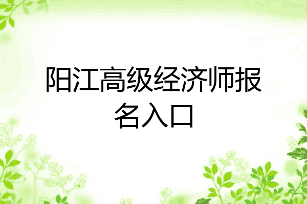阳江高级经济师报名入口