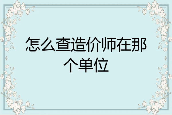 怎么查造价师在那个单位