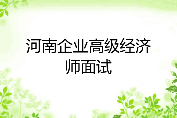 河南企业高级经济师面试