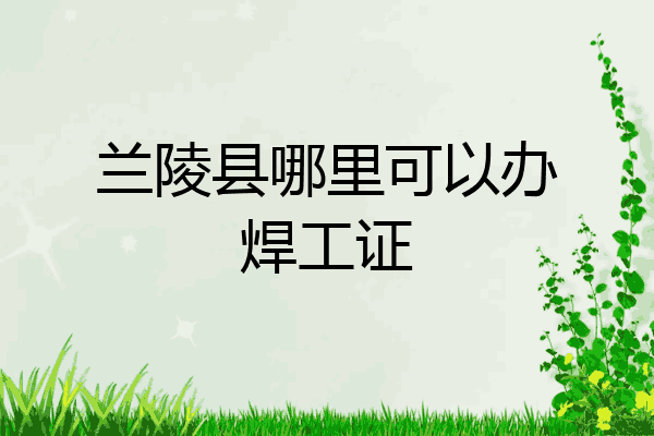 兰陵县哪里可以办焊工证