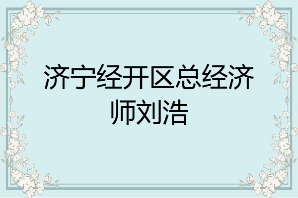 济宁经开区总经济师刘浩