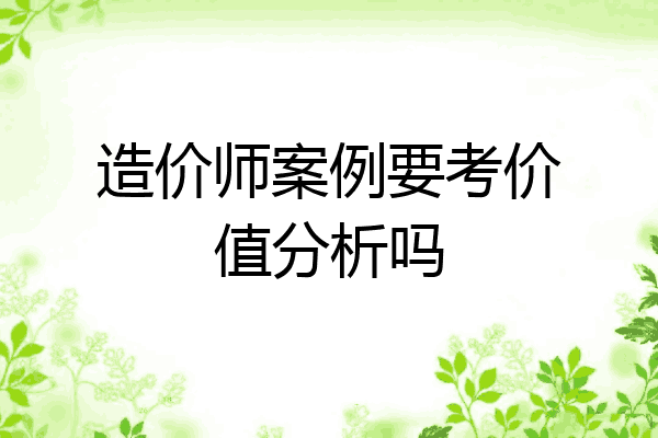 造价师案例要考价值分析吗
