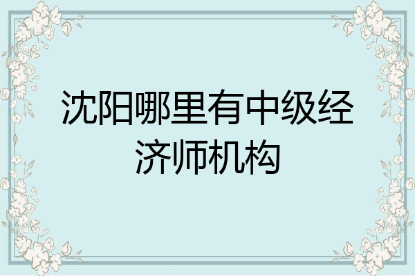 沈阳哪里有中级经济师机构