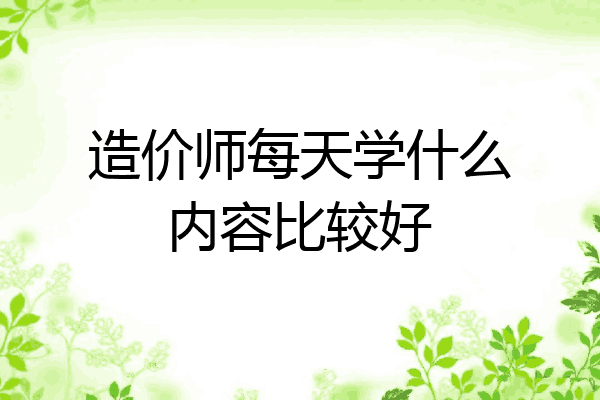 造价师每天学什么内容比较好