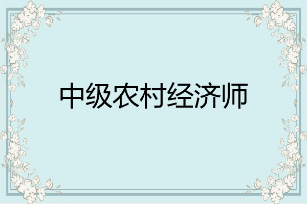 中级农村经济师