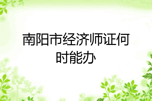 南阳市经济师证何时能办