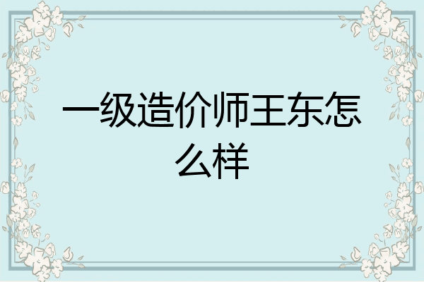 一级造价师王东怎么样