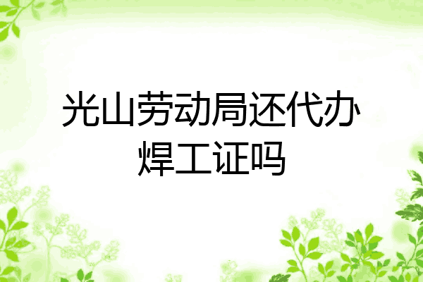 光山劳动局还代办焊工证吗