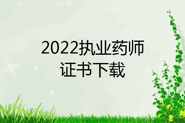 2022执业药师证书下载