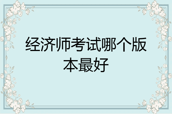 经济师考试哪个版本最好