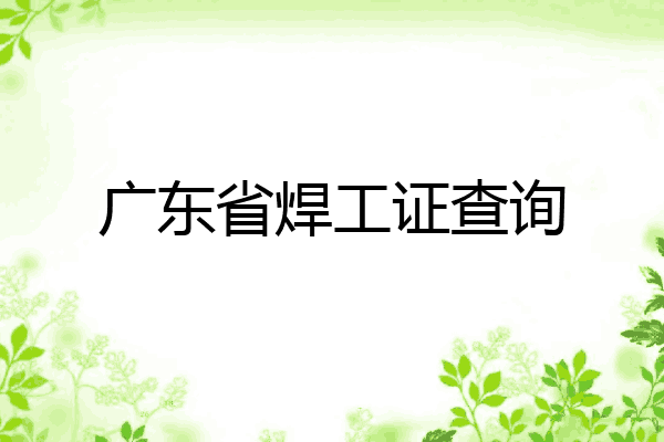 广东省焊工证查询