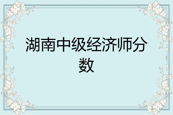 湖南中级经济师分数