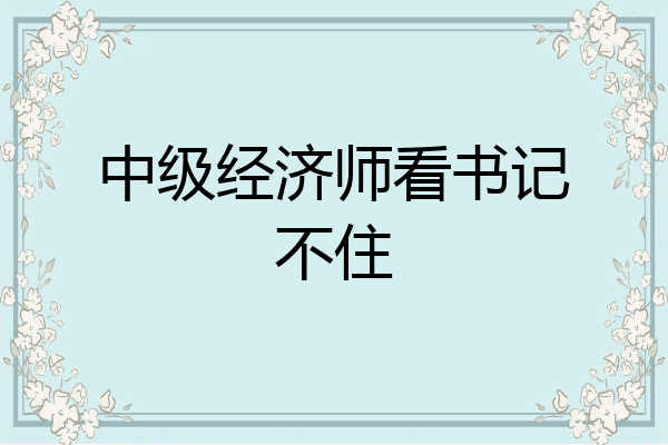 中级经济师看书记不住