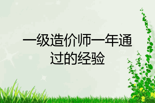 一级造价师一年通过的经验